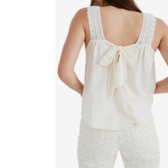 NWT Madewell Ivory Crochet Tie-Back Tank Top Sz XS - Picture 2 of 5